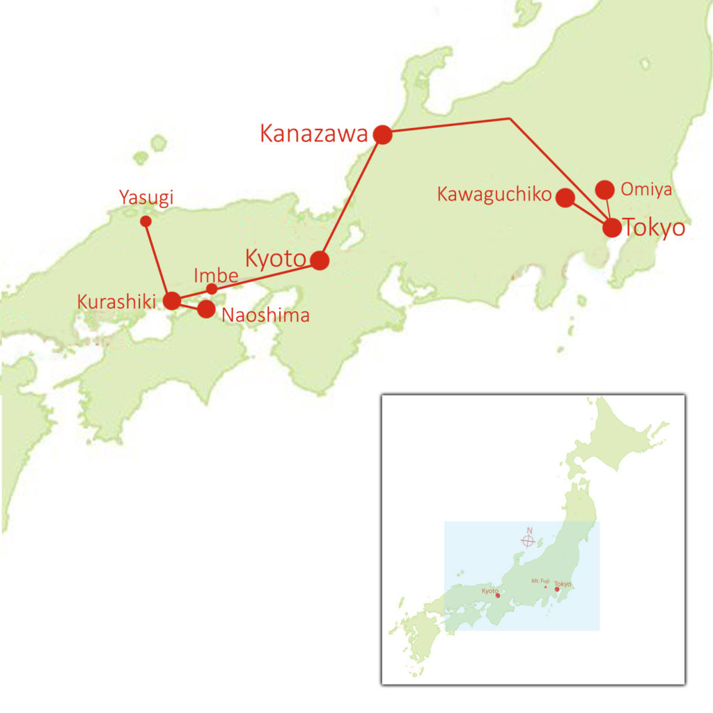 Map of 2023 Garden and Art Tour of Japan in Autumn