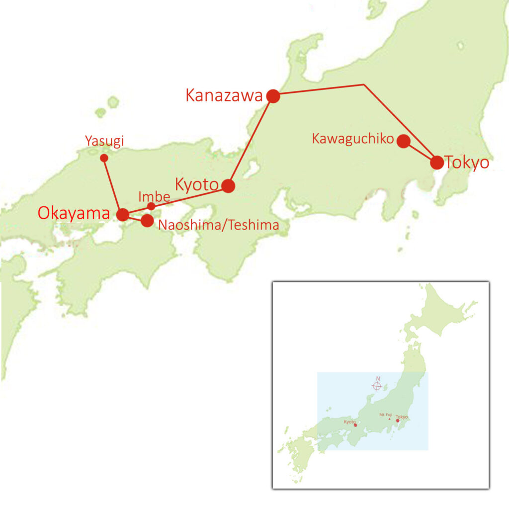 2026 Map of Garden and Art Spectacular Tour of Japan by Journey to the East (GAG-26)