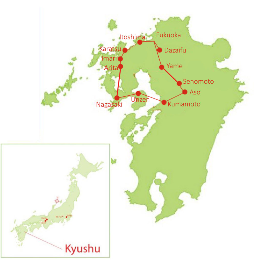 Map of 2023 Food Tour of Kyushu, Japan in Autumn