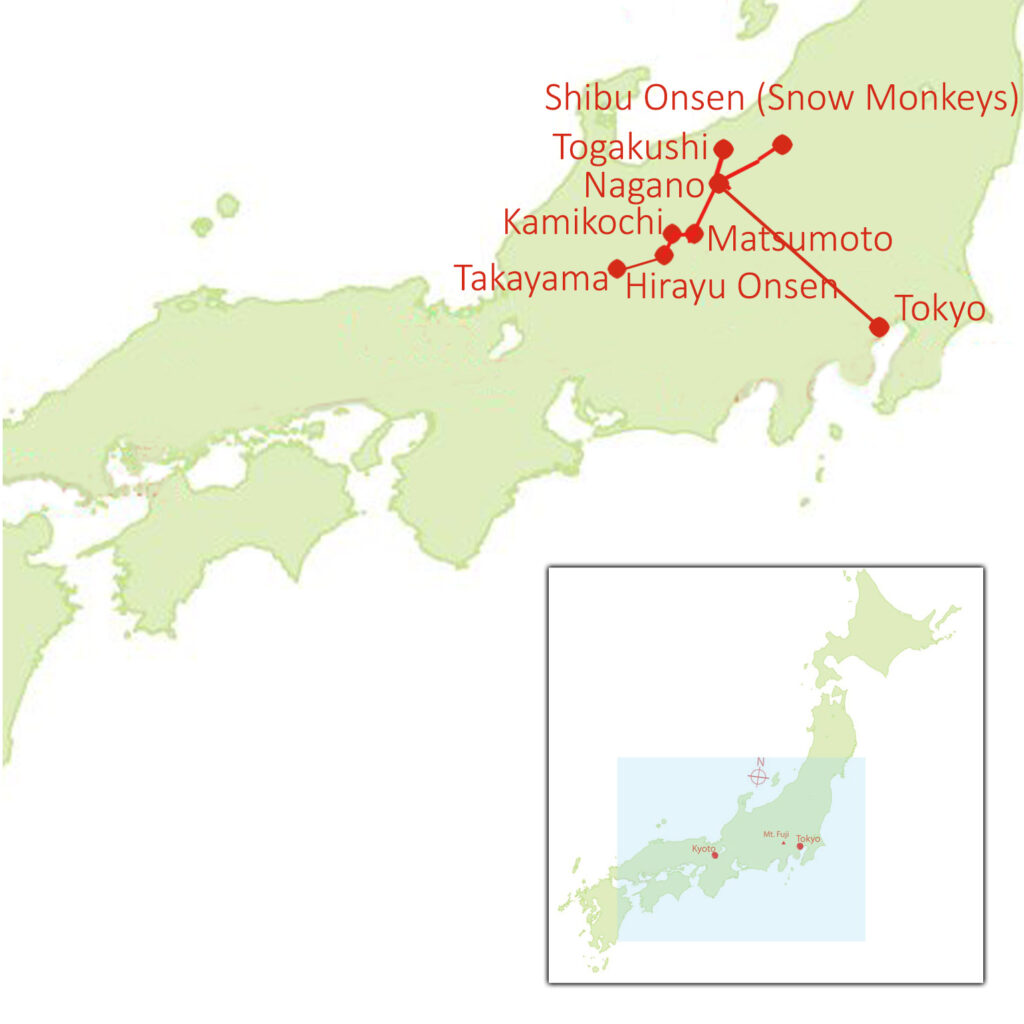 Map of GHA-24 Walking Tour of Nagano & Japan Alps