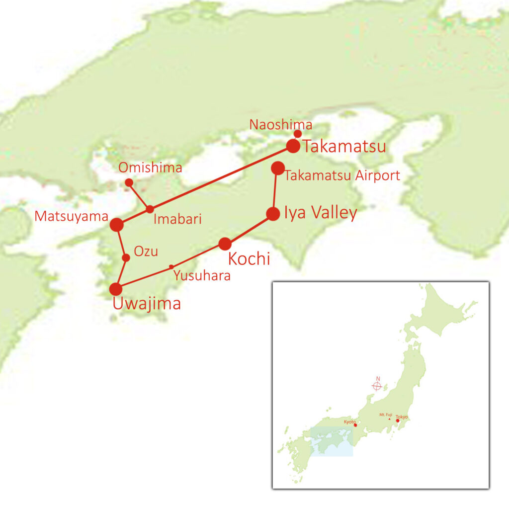 Map of 2023 Architecture Tour Shikoku Japan
