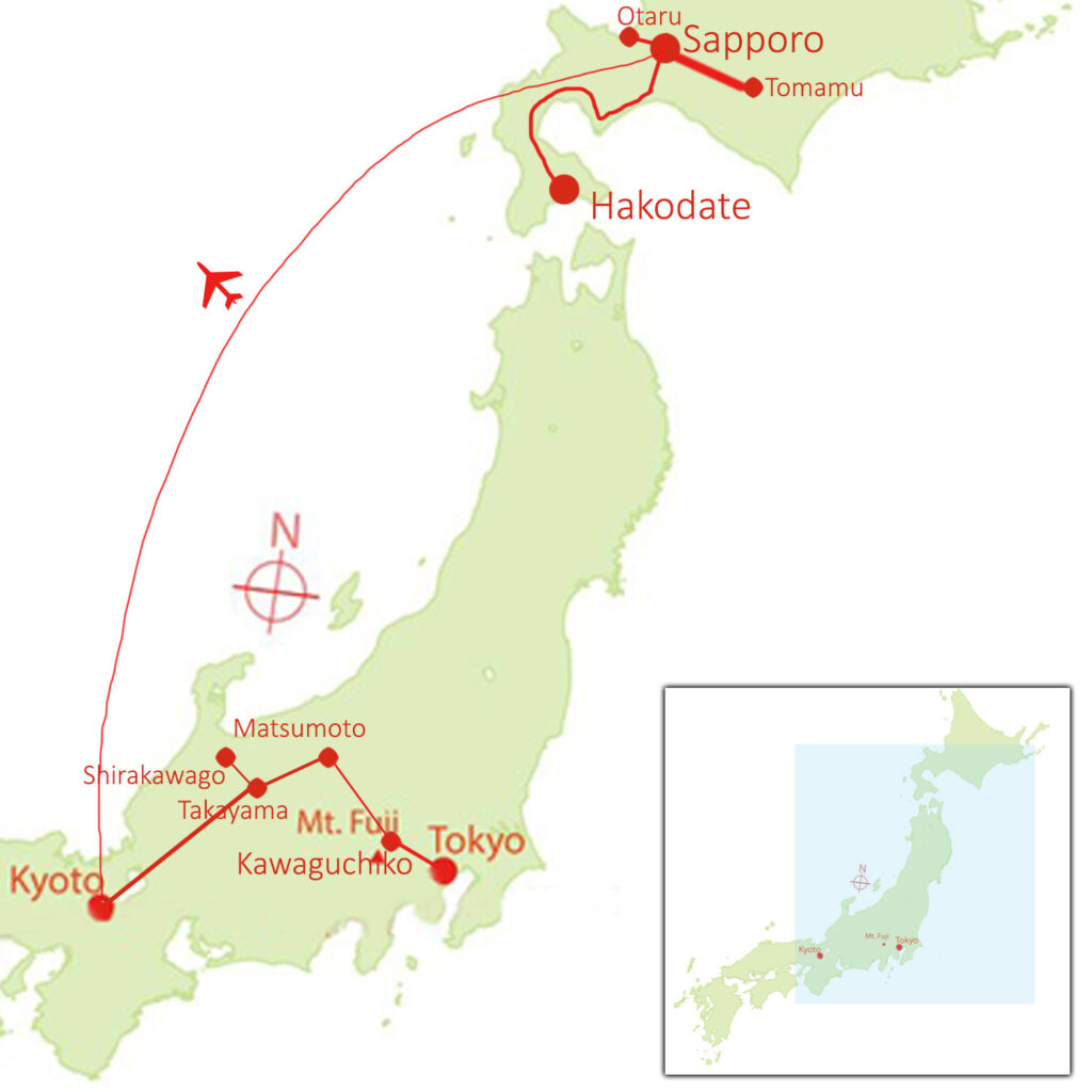 Map of 2026 White Christmas Tour of Japan (GWC-26) by Journey to the East