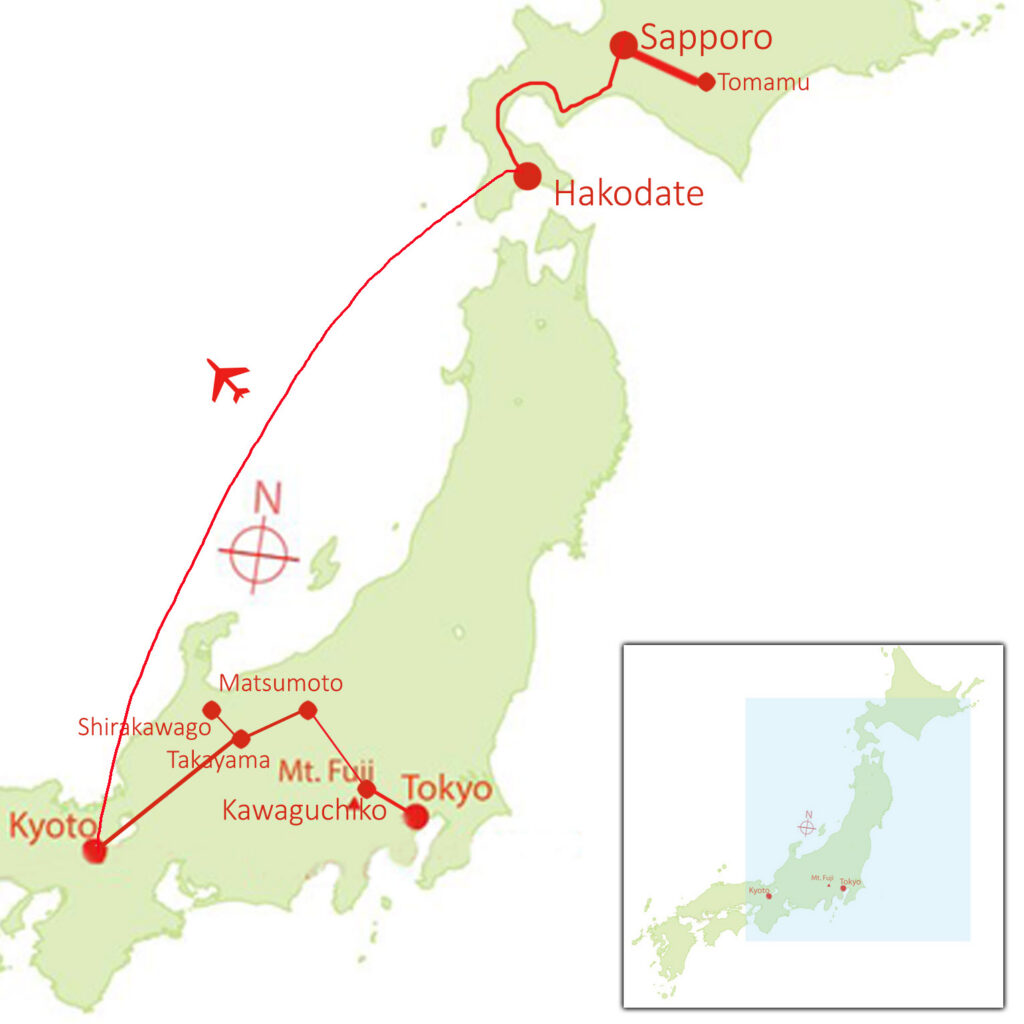 Map of 2027 White Christmas Tour of Japan by Journey to the East