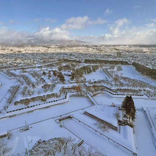Goryokaku-fort in Hakodate, Hokkaido Japan in snow
