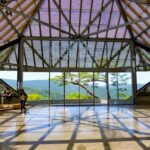 Inside glass building of Miho Museum