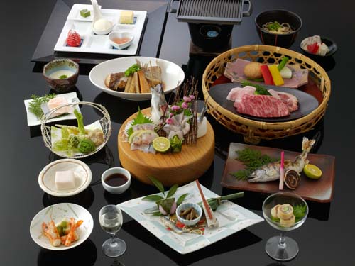 Kaiseki dinner at ryokan in Japan