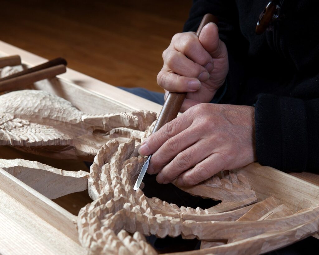 Woodcarving artisan in Inami Toyama